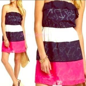 Lilly Pulitzer Color Block Anchor Strapless Libby Dress